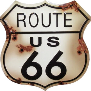 plaque déco américaine murale tole panneau de highway route 66 w/bullet holes
